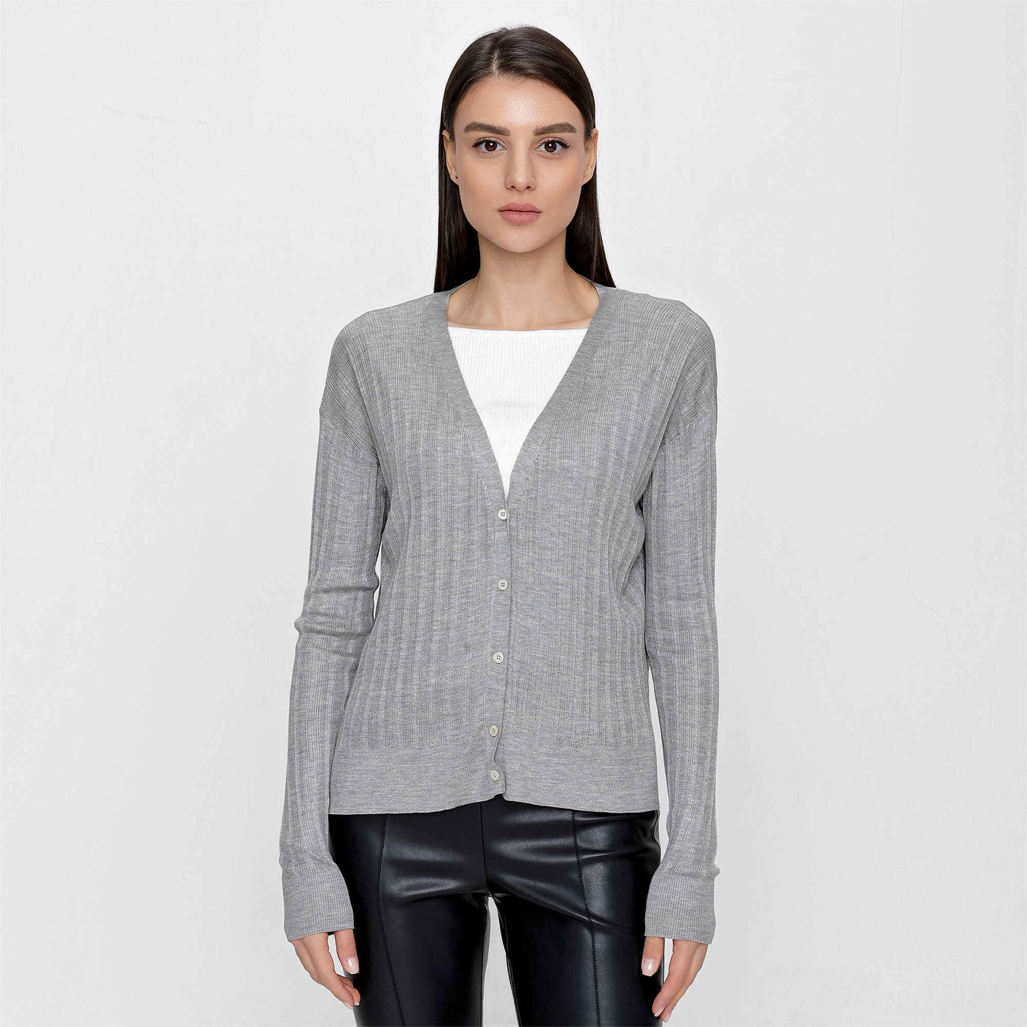 Prada - Grey Slit Sides Detail Cardigan